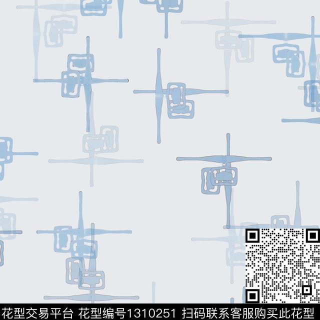几何格子手绘线条笔触数码印花华亿平台下载（图片编号: 1310251） - 瓦栏（Walan）