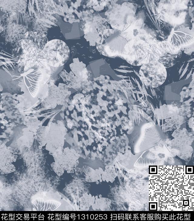 绘画花卉抽象数码印花华亿平台下载（图片编号: 1310253） - 瓦栏（Walan）