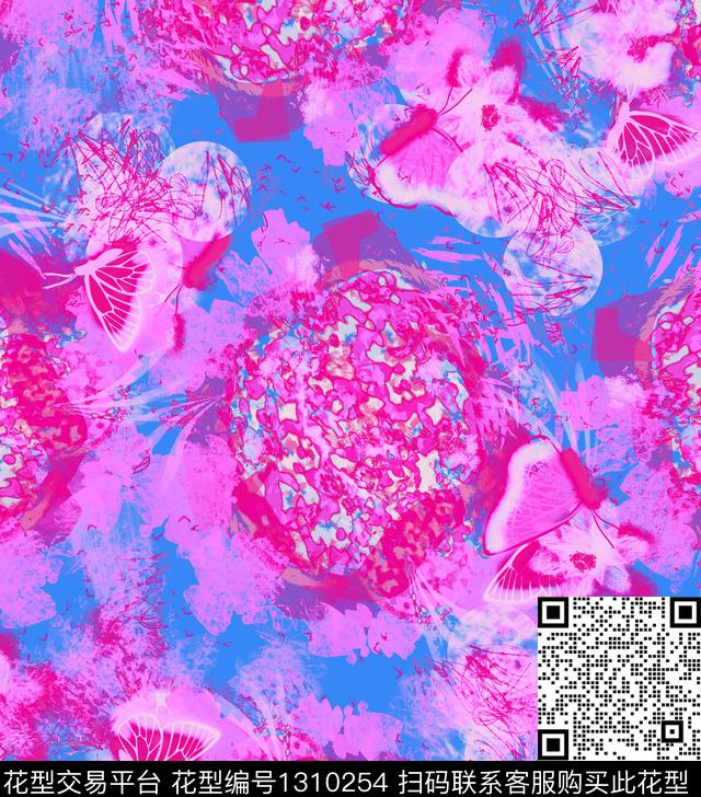 绘画花卉抽象数码印花华亿平台下载（图片编号: 1310254） - 瓦栏（Walan）