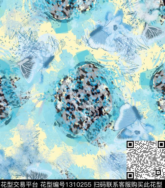 绘画花卉抽象数码印花华亿平台下载（图片编号: 1310255） - 瓦栏（Walan）