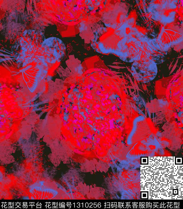 绘画花卉抽象数码印花华亿平台下载（图片编号: 1310256） - 瓦栏（Walan）
