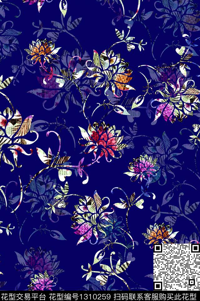 春夏华亿平台抽象满版散花数码印花华亿平台下载（图片编号: 1310259） - 瓦栏（Walan）