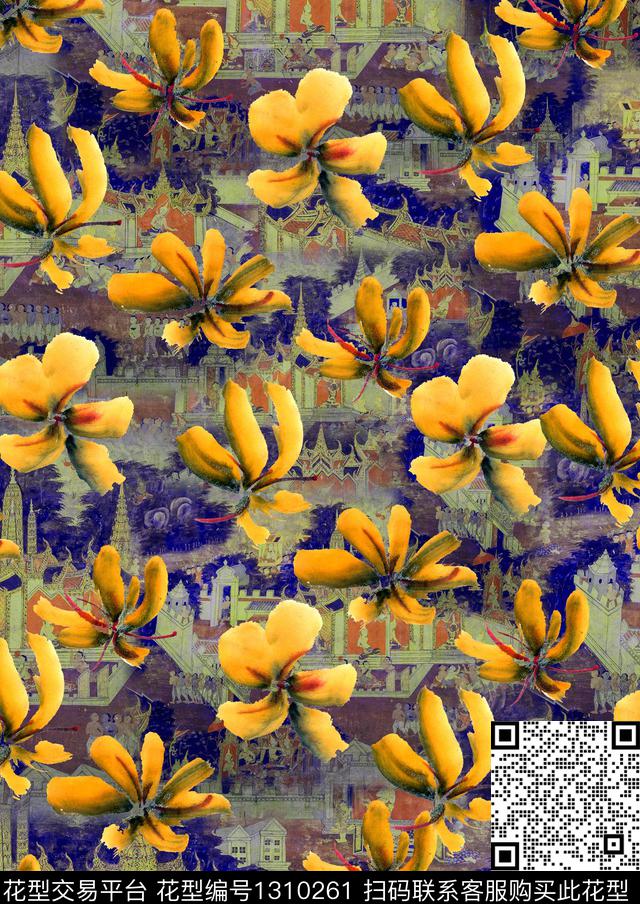 女装花卉大牌风数码印花华亿平台下载（图片编号: 1310261） - 瓦栏（Walan）