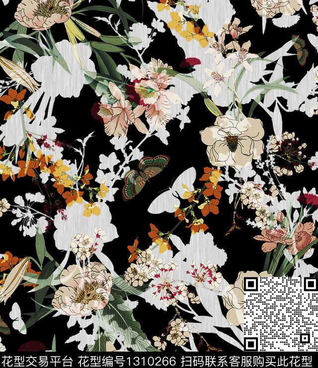 手绘花卉水彩花卉艺术花卉数码印花华亿平台下载（图片编号: 1310266） - 瓦栏（Walan）