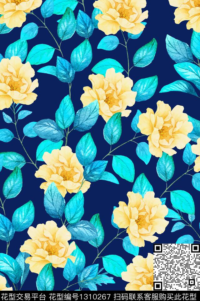 女装花卉大花数码印花华亿平台下载（图片编号: 1310267） - 瓦栏（Walan）