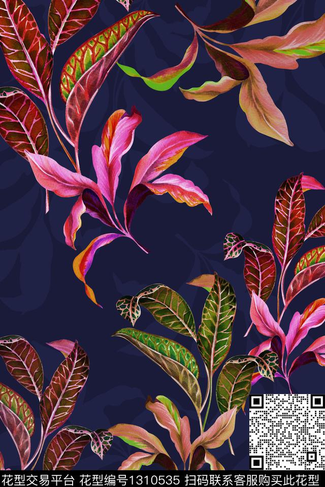 绿植树叶热带华亿平台剪影数码印花华亿平台下载（图片编号: 1310535） - 瓦栏（Walan）