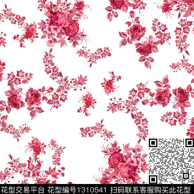 花卉满版散花大牌风数码印花华亿平台下载（图片编号: 1310541） - 瓦栏（Walan）