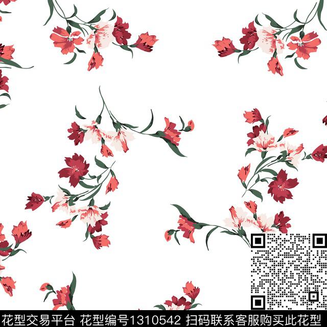 花卉满版散花大牌风传统印花华亿平台下载（图片编号: 1310542） - 瓦栏（Walan）