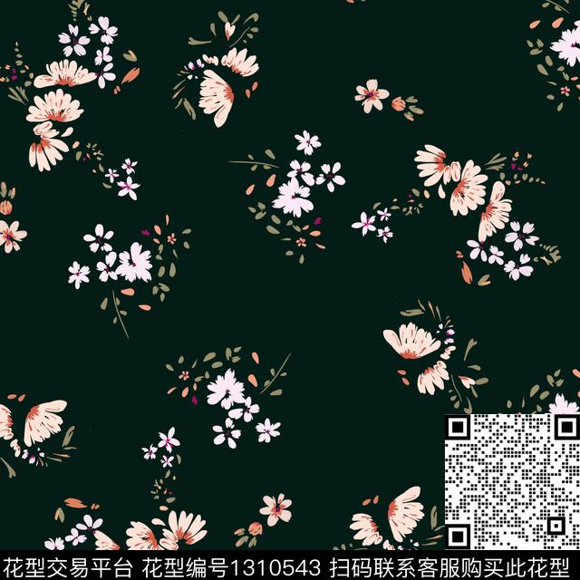 花卉满版散花大牌风传统印花华亿平台下载（图片编号: 1310543） - 瓦栏（Walan）