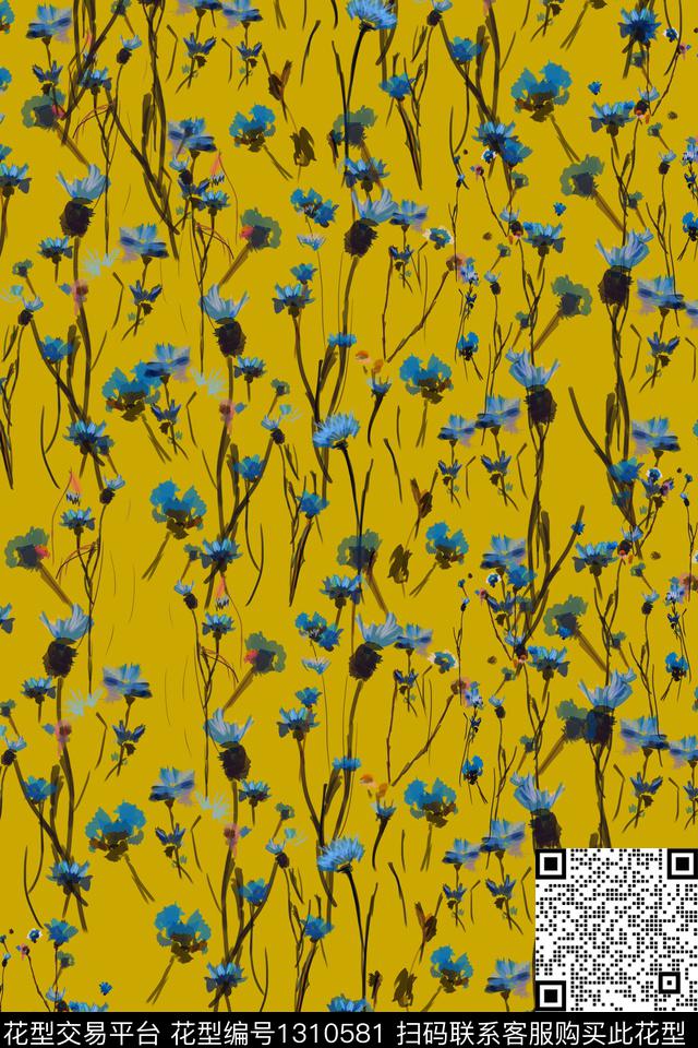 大牌风小清新手绘数码印花华亿平台下载（图片编号: 1310581） - 瓦栏（Walan）