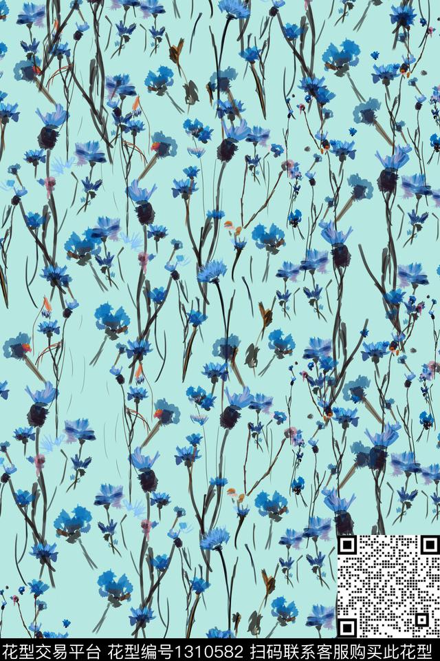 大牌风小清新手绘数码印花华亿平台下载（图片编号: 1310582） - 瓦栏（Walan）