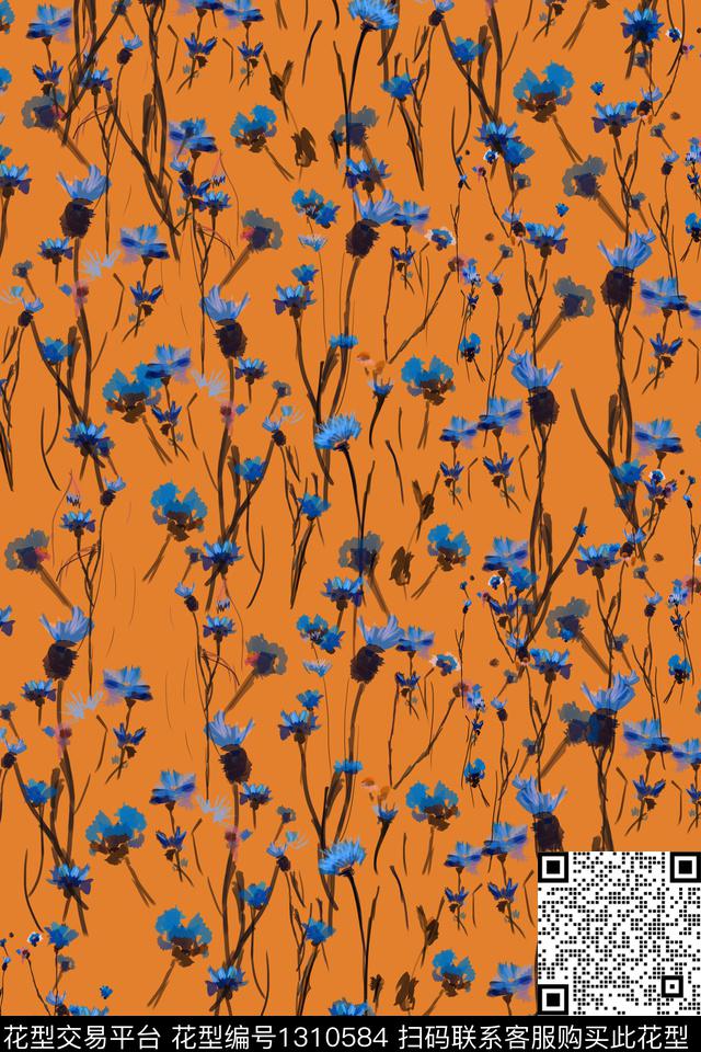 大牌风小清新手绘数码印花华亿平台下载（图片编号: 1310584） - 瓦栏（Walan）