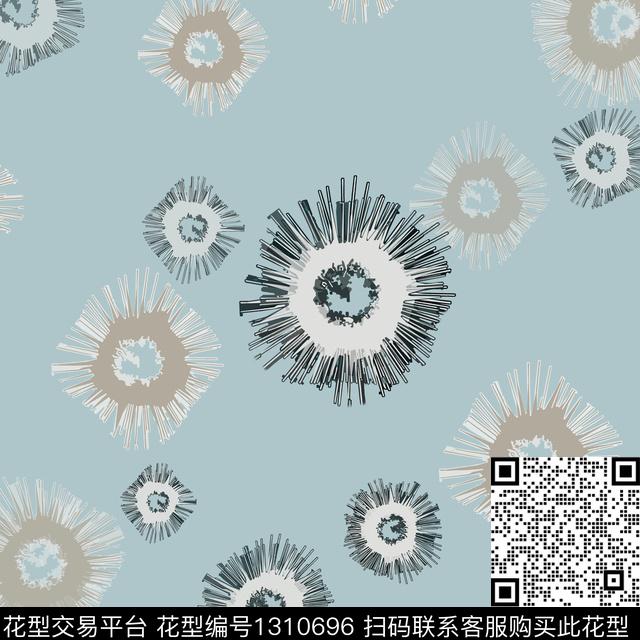 抽象手绘线条笔触男装休闲花卉数码印花华亿平台下载（图片编号: 1310696） - 瓦栏（Walan）