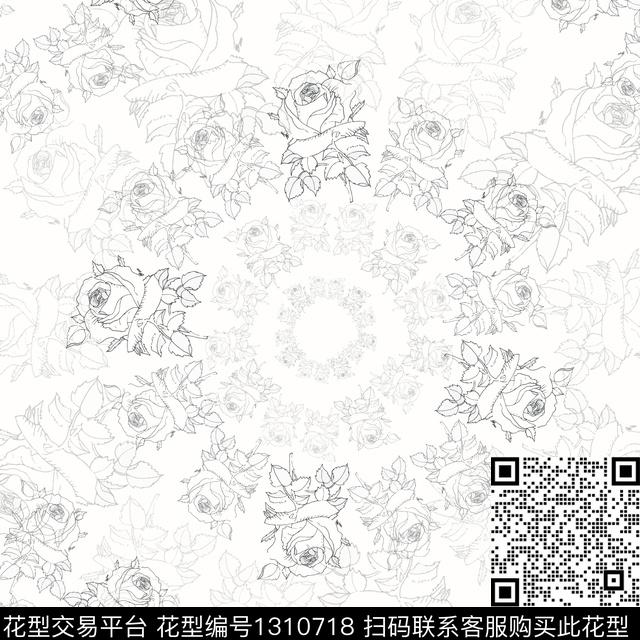 小碎花玫瑰花语圆圈与波点数码印花华亿平台下载（图片编号: 1310718） - 瓦栏（Walan）