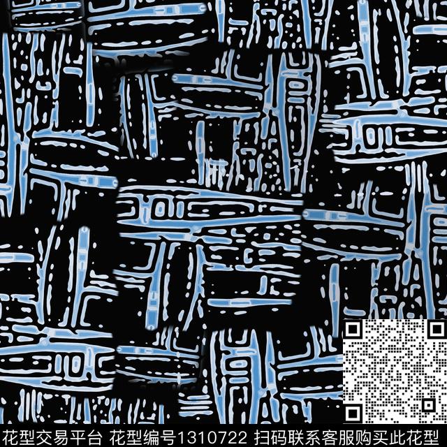 几何抽象手绘线条笔触数码印花华亿平台下载（图片编号: 1310722） - 瓦栏（Walan）