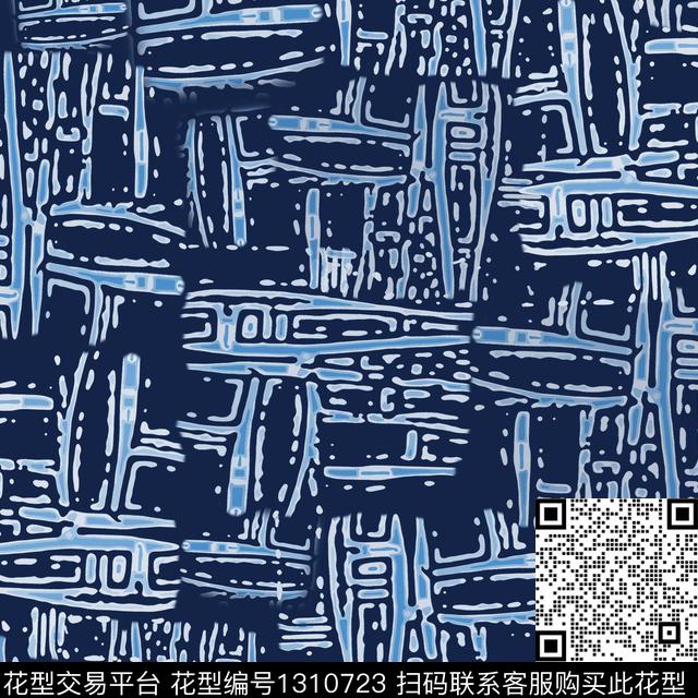 几何抽象手绘线条笔触数码印花华亿平台下载（图片编号: 1310723） - 瓦栏（Walan）