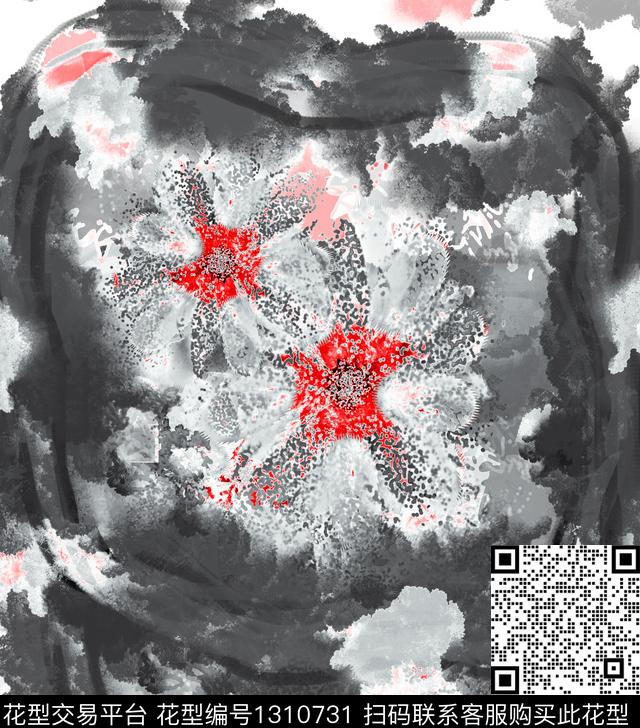 绘画花卉抽象数码印花华亿平台下载（图片编号: 1310731） - 瓦栏（Walan）