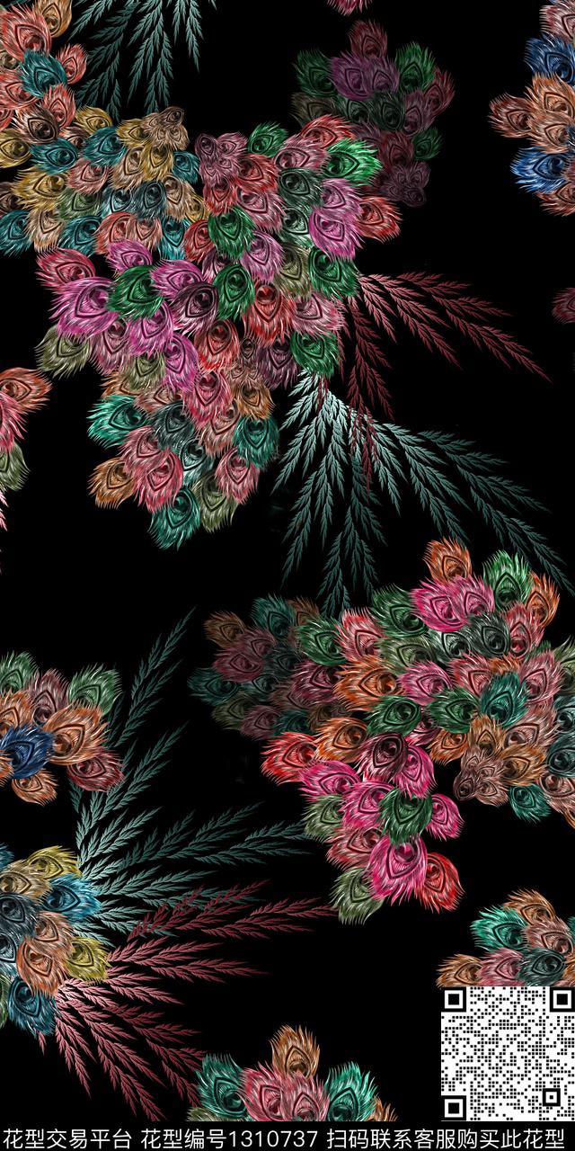 花卉雕印华亿平台抽象数码印花华亿平台下载（图片编号: 1310737） - 瓦栏（Walan）