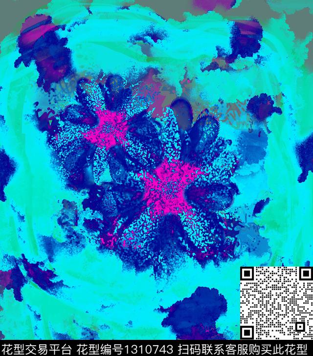 绘画花卉抽象数码印花华亿平台下载（图片编号: 1310743） - 瓦栏（Walan）
