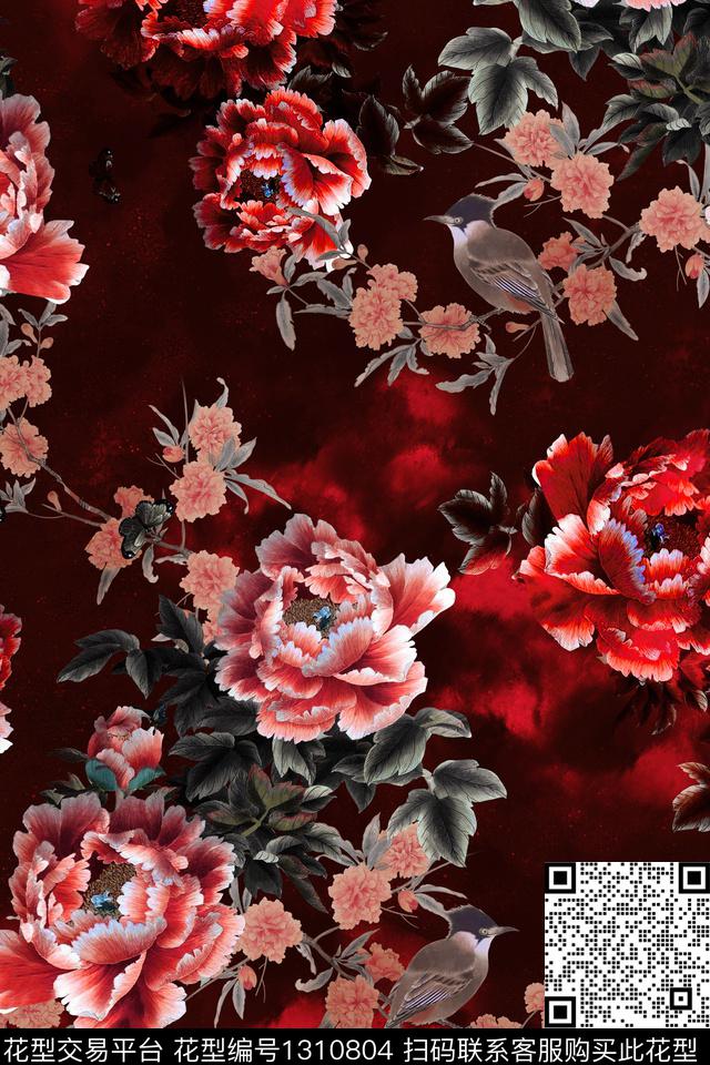 香云纱中国风真丝数码印花华亿平台下载（图片编号: 1310804） - 瓦栏（Walan）