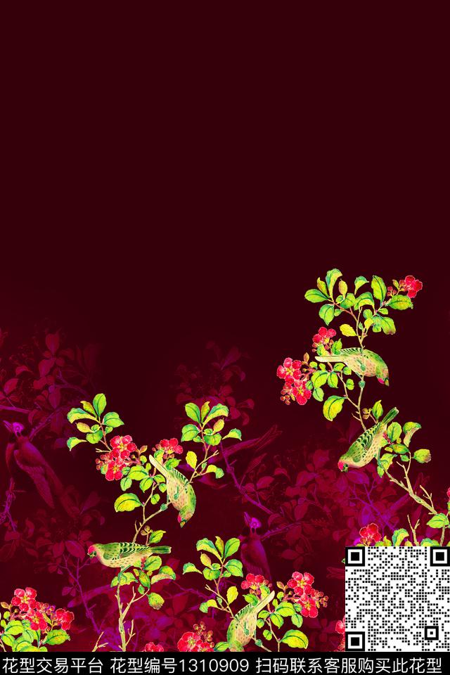 水墨风纸印花女装数码印花华亿平台下载（图片编号: 1310909） - 瓦栏（Walan）