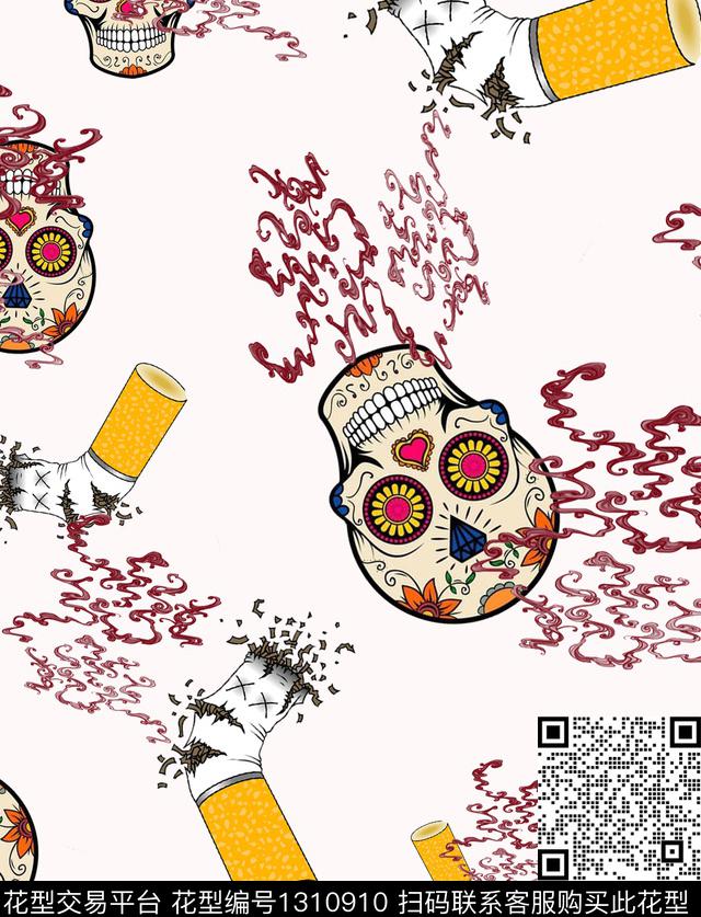 时尚嘻哈骷髅数码印花华亿平台下载（图片编号: 1310910） - 瓦栏（Walan）