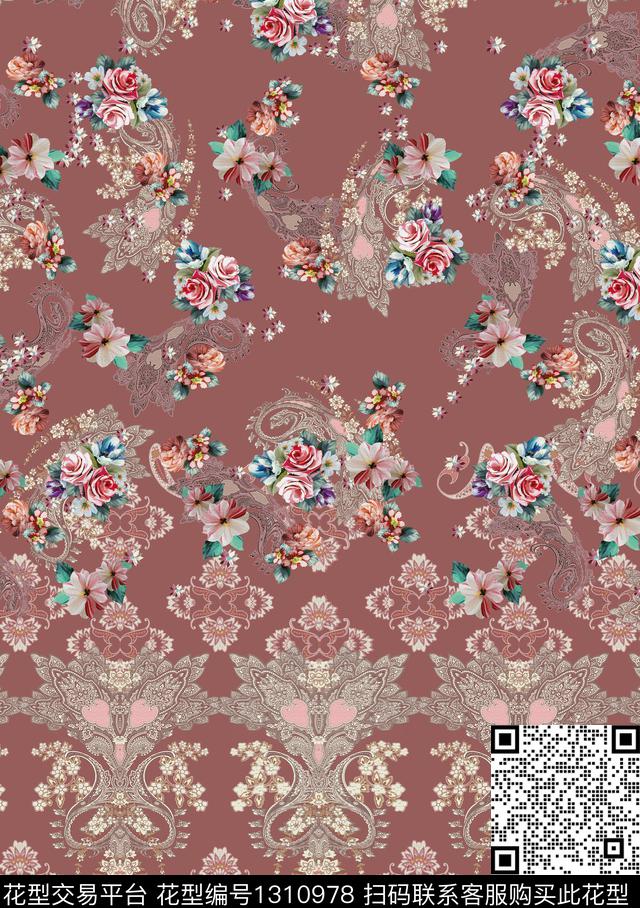 数码华亿平台定位花民族风数码印花华亿平台下载（图片编号: 1310978） - 瓦栏（Walan）