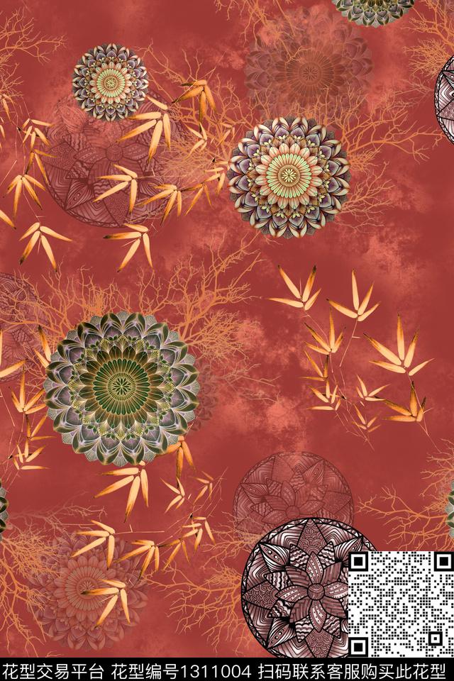 连衣裙女装中国风数码印花华亿平台下载（图片编号: 1311004） - 瓦栏（Walan）