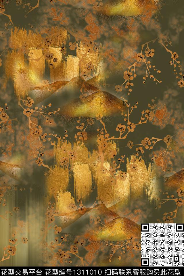 连衣裙女装中国风数码印花华亿平台下载（图片编号: 1311010） - 瓦栏（Walan）