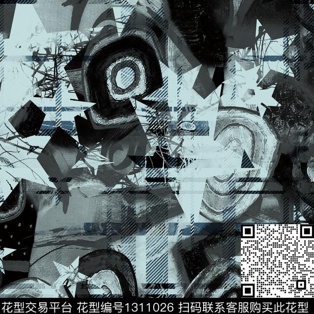 纸印花几何男装满版花数码印花华亿平台下载（图片编号: 1311026） - 瓦栏（Walan）