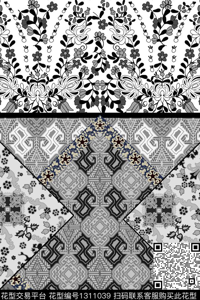 数码华亿平台女装黑白华亿平台数码印花华亿平台下载（图片编号: 1311039） - 瓦栏（Walan）