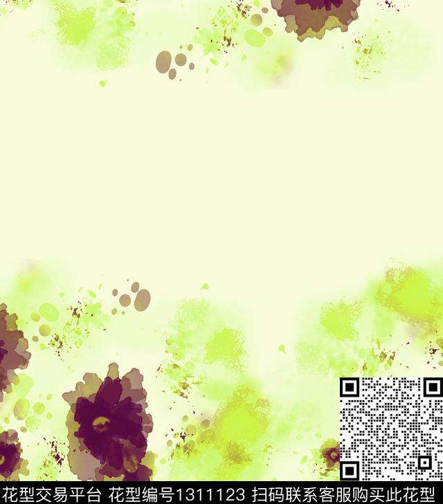 绘画花卉抽象数码印花华亿平台下载（图片编号: 1311123） - 瓦栏（Walan）