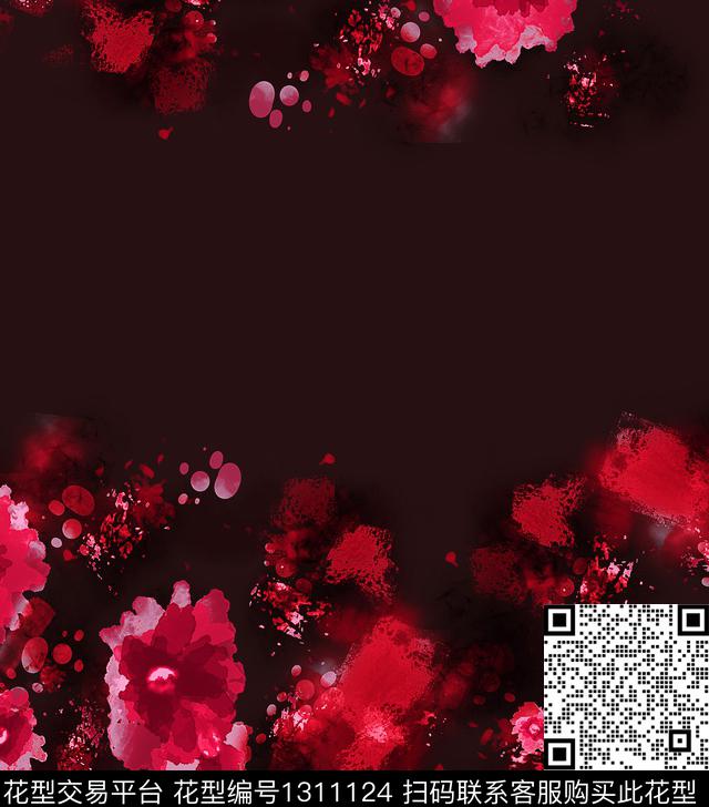 绘画花卉抽象数码印花华亿平台下载（图片编号: 1311124） - 瓦栏（Walan）