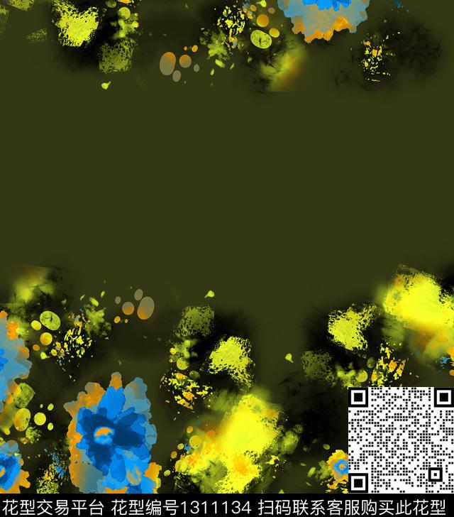 绘画花卉抽象数码印花华亿平台下载（图片编号: 1311134） - 瓦栏（Walan）