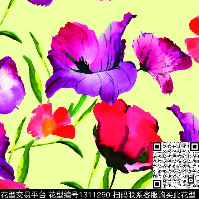 纸印花大牌风水彩花卉数码印花华亿平台下载（图片编号: 1311250） - 瓦栏（Walan）