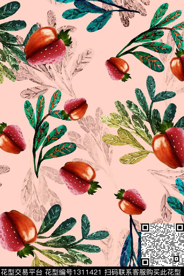 水果春夏华亿平台草莓数码印花华亿平台下载（图片编号: 1311421） - 瓦栏（Walan）