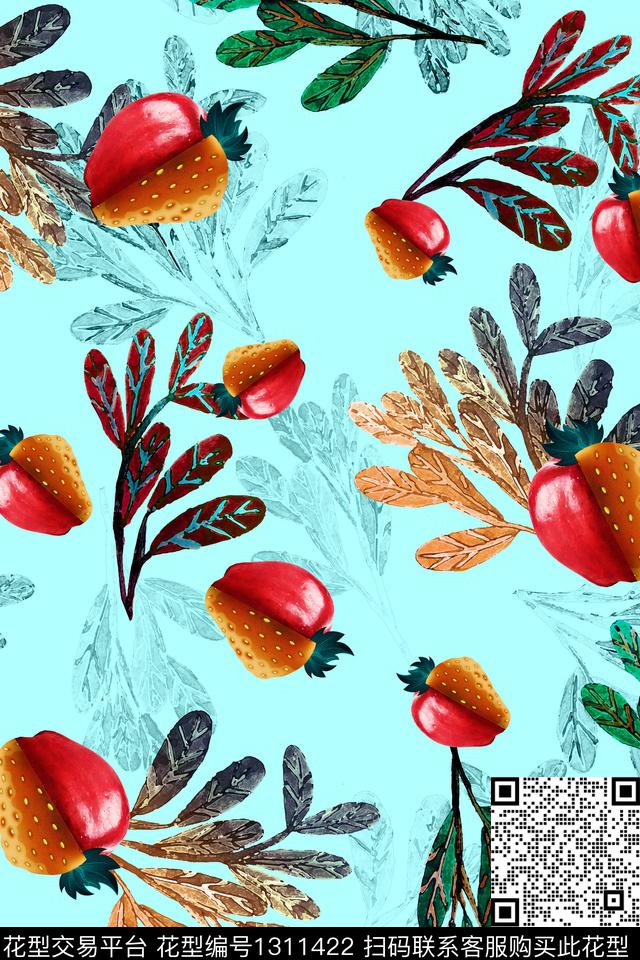 水果春夏华亿平台草莓数码印花华亿平台下载（图片编号: 1311422） - 瓦栏（Walan）