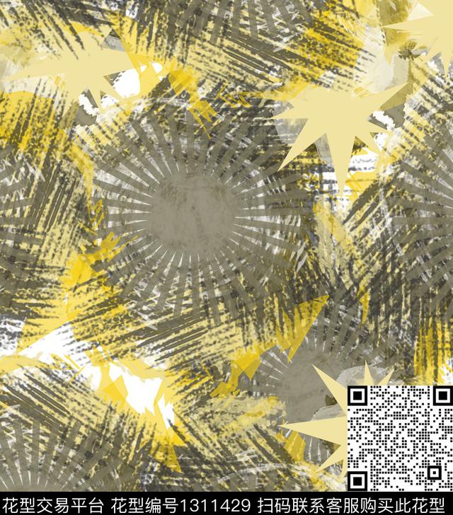 线条绘画抽象数码印花华亿平台下载（图片编号: 1311429） - 瓦栏（Walan）