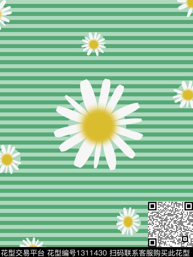 小雏菊条纹传统印花华亿平台下载（图片编号: 1311430） - 瓦栏（Walan）