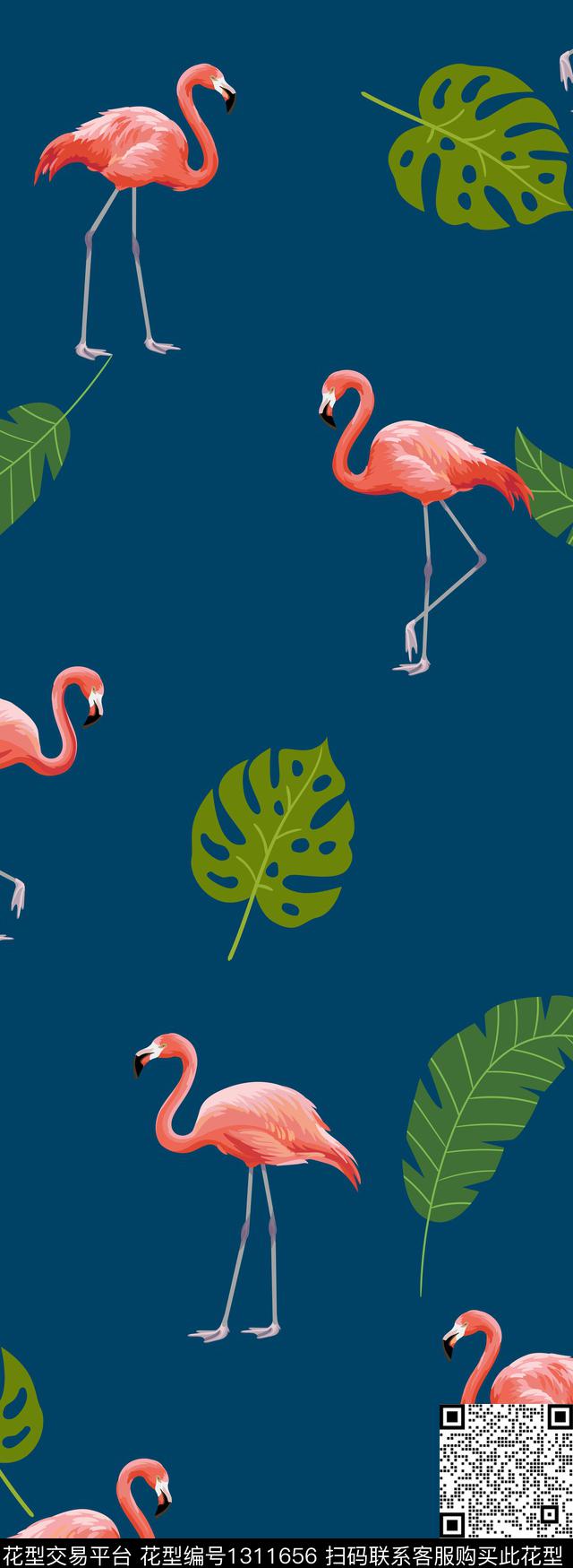 定位花火烈鸟棕榈树传统印花华亿平台下载（图片编号: 1311656） - 瓦栏（Walan）