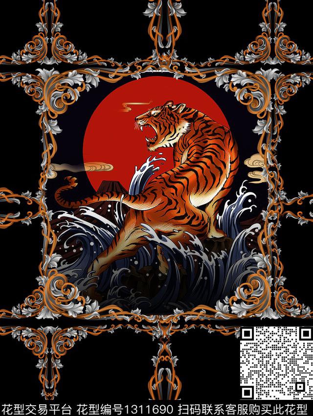 老虎大牌风男T数码印花华亿平台下载（图片编号: 1311690） - 瓦栏（Walan）