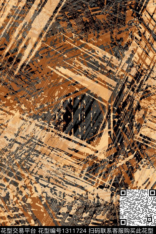 肌理几何抽象数码印花华亿平台下载（图片编号: 1311724） - 瓦栏（Walan）