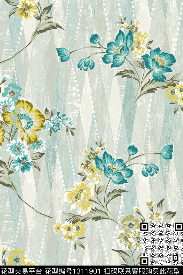 数码华亿平台小清新花卉数码印花华亿平台下载（图片编号: 1311901） - 瓦栏（Walan）
