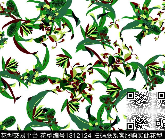 民族花卉抽象花卉大牌风传统印花华亿平台下载（图片编号: 1312124） - 瓦栏（Walan）