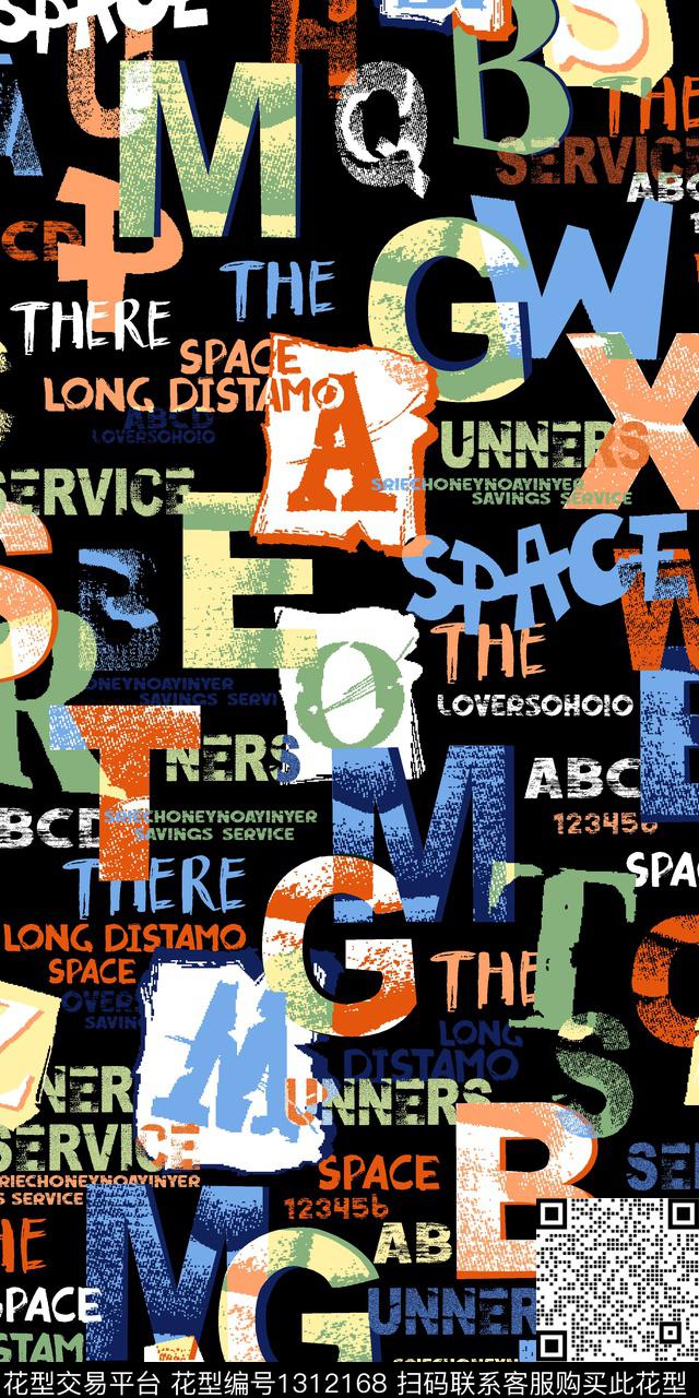 字母肌理涂鸦传统印花华亿平台下载（图片编号: 1312168） - 瓦栏（Walan）