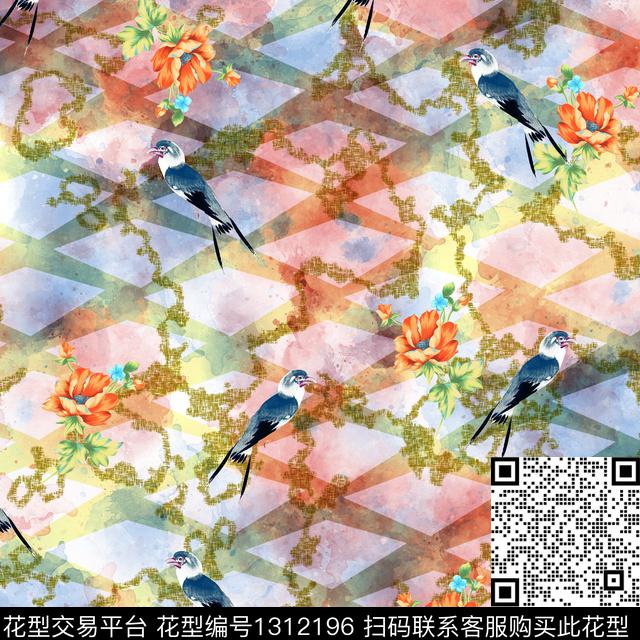 纸印花花鸟花卉数码印花华亿平台下载（图片编号: 1312196） - 瓦栏（Walan）