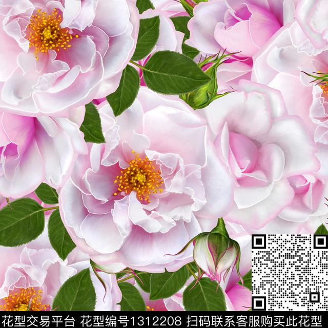 纸印花花卉大牌风数码印花华亿平台下载（图片编号: 1312208） - 瓦栏（Walan）