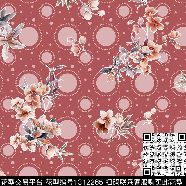 简约清爽底花卉小清新数码印花华亿平台下载（图片编号: 1312265） - 瓦栏（Walan）