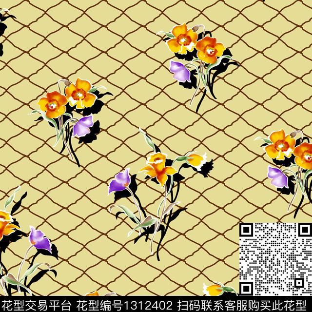 纸印花几何格子数码印花华亿平台下载（图片编号: 1312402） - 瓦栏（Walan）