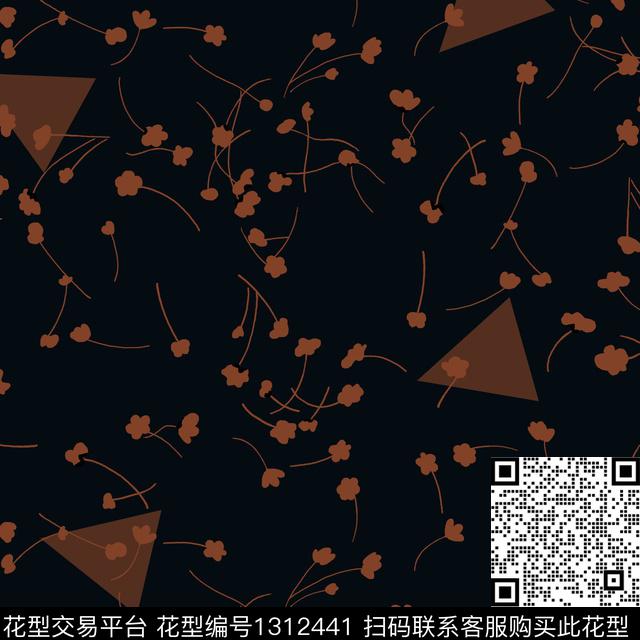 几何花卉满版散花传统印花华亿平台下载（图片编号: 1312441） - 瓦栏（Walan）